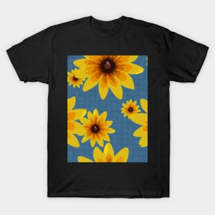 Blackeyed Susan on Burlap Blue Repeat 5748 T-Shirt